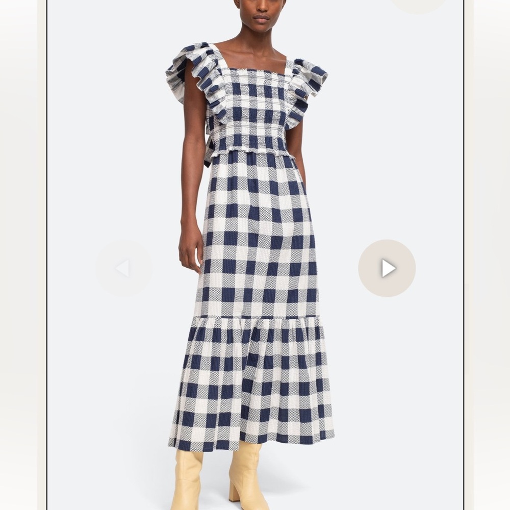 Sea Morgan Plaid Short Sleeve Smocked Dress